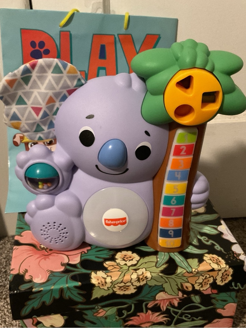 Fisher-Price Linkimal Lavender Koala Counting Tree Toy with Yellow Shape Sorter